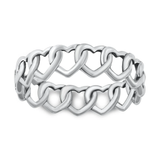Sterling Silver Oxidized 5.6mm Hearts Ring