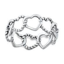 Load image into Gallery viewer, Sterling Silver Oxidized 7.7mm Hearts Ring