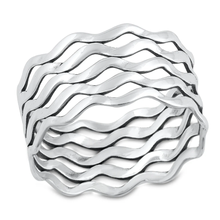 Load image into Gallery viewer, Sterling Silver Oxidized 12.2mm Waves Ring