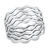 Sterling Silver Oxidized 12.2mm Waves Ring