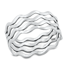 Load image into Gallery viewer, Sterling Silver Oxidized Waves Lines Ring