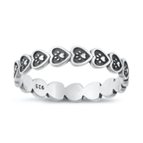 Sterling Silver Oxidized Hearts And Paws Ring