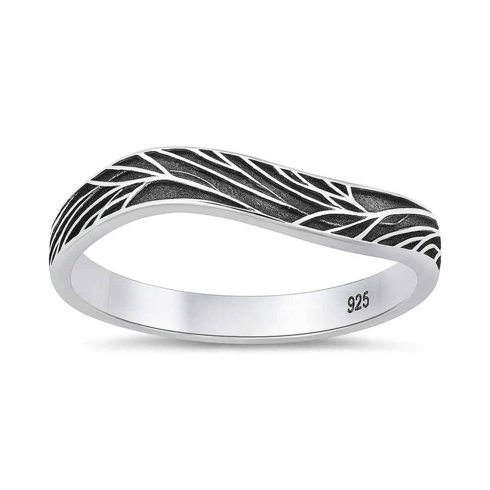 Sterling Silver Oxidized And Polished Vines Ring