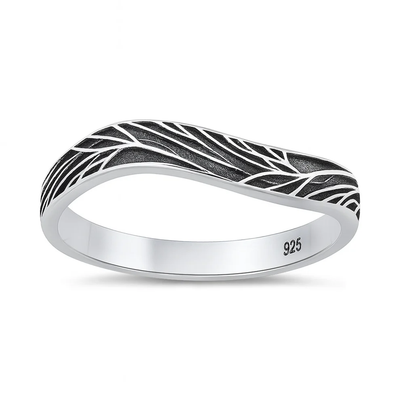 Sterling Silver Oxidized And Polished Vines Ring