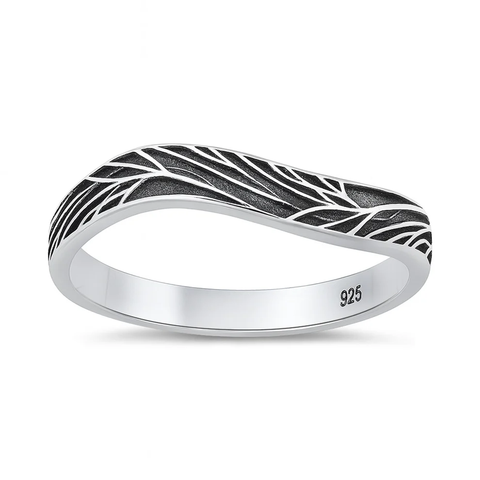 Sterling Silver Oxidized And Polished Vines Ring