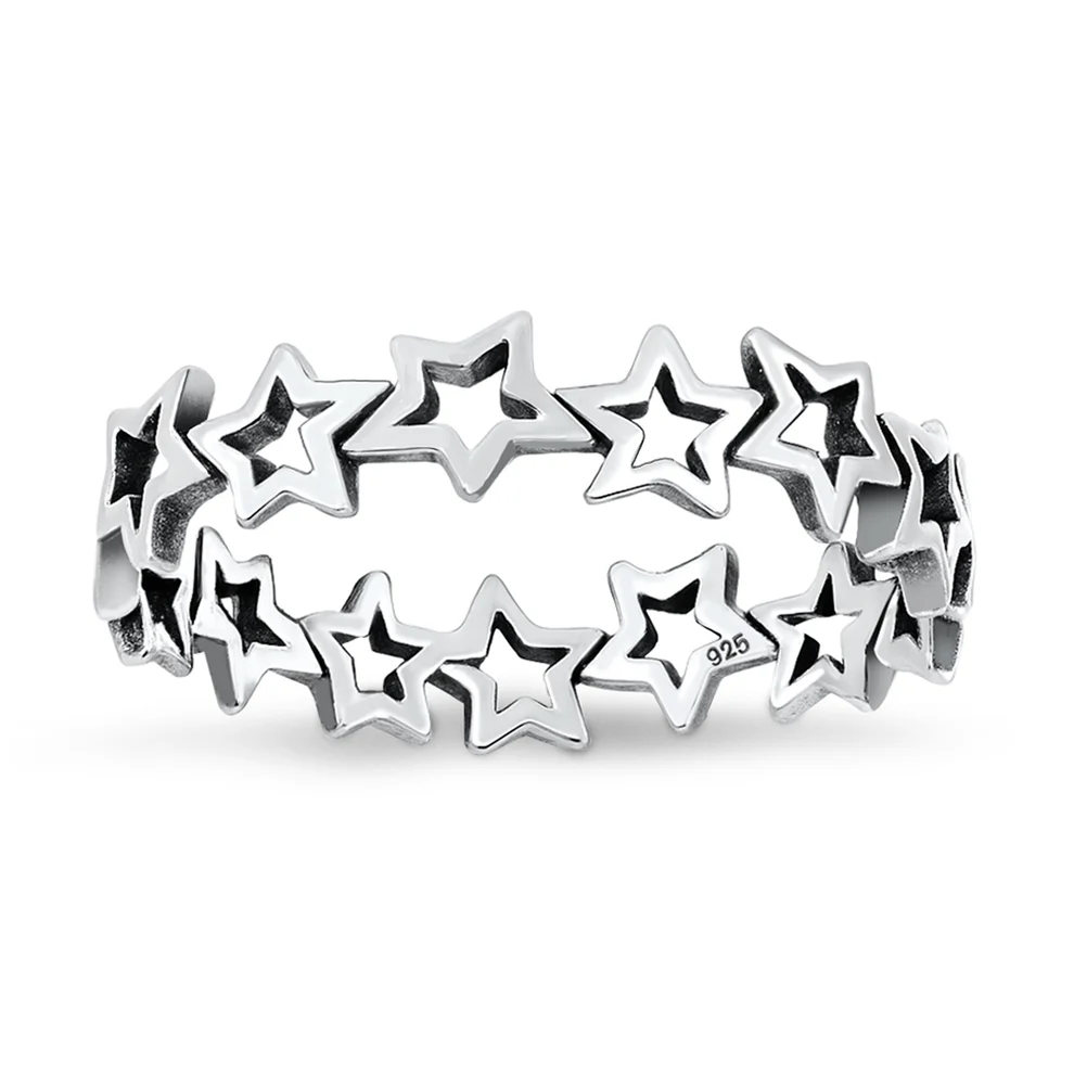Sterling Silver Oxidized Stars Ring