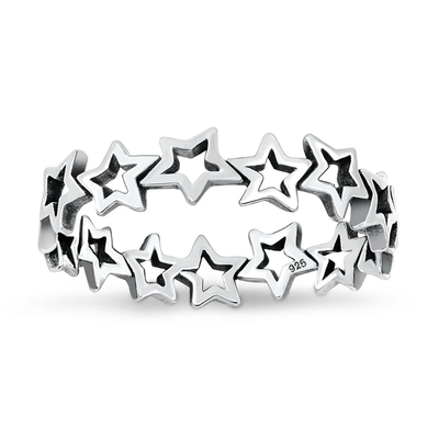 Sterling Silver Oxidized Stars Ring
