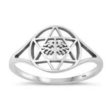 Load image into Gallery viewer, Sterling Silver Oxidized Star Of David And Tree Ring