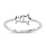 Sterling Silver Oxidized Stars Ring