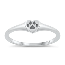 Load image into Gallery viewer, Sterling Silver Oxidized Paw Print And Heart Ring