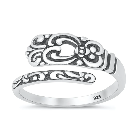 Sterling Silver Oxidized And Polished Baroque Spoon Ring