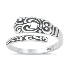 Sterling Silver Oxidized And Polished Baroque Spoon Ring
