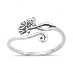Sterling Silver Oxidized And Polished Flowers Ring