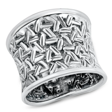 Load image into Gallery viewer, Sterling Silver Oxidized Basket Weave Design Ring