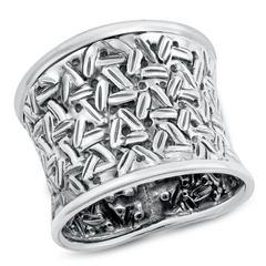 Sterling Silver Oxidized Basket Weave Design Ring