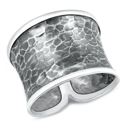Sterling Silver Oxidized Thai Hammered Design Ring