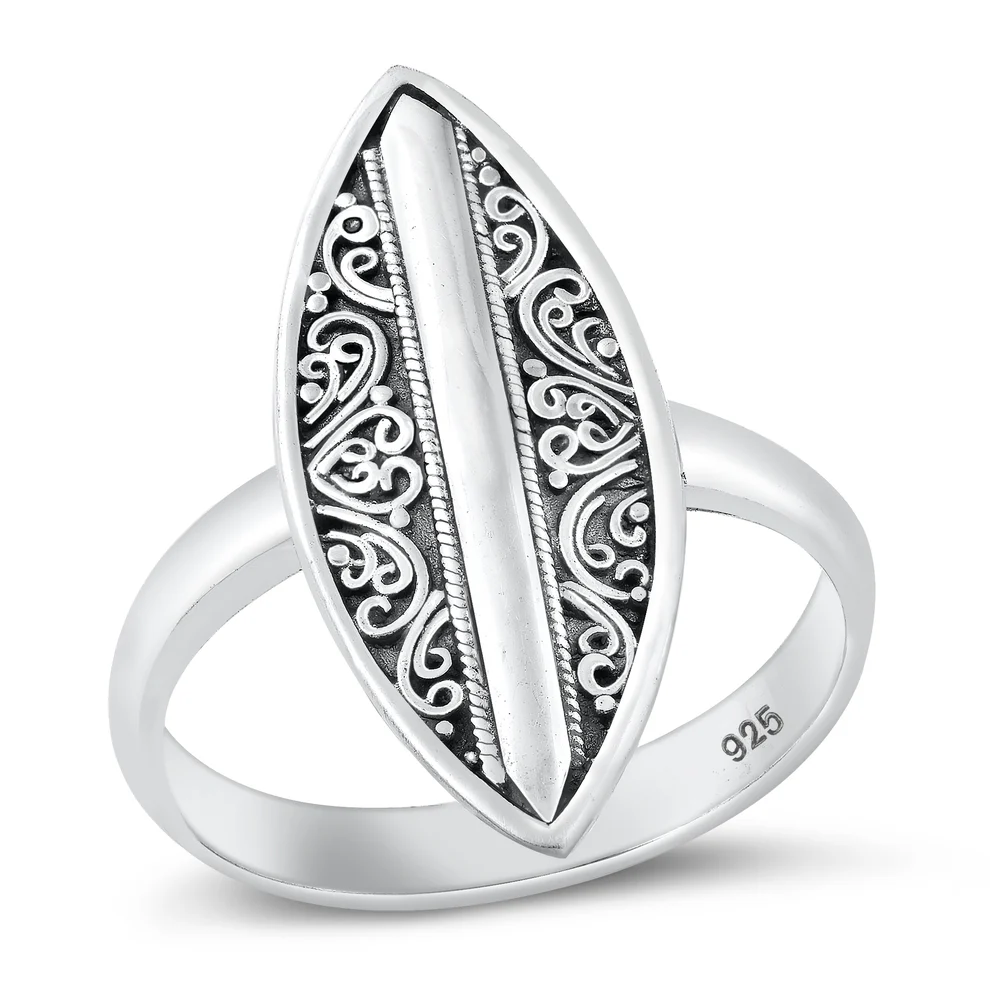 Sterling Silver Oxidized Bali Design Ring