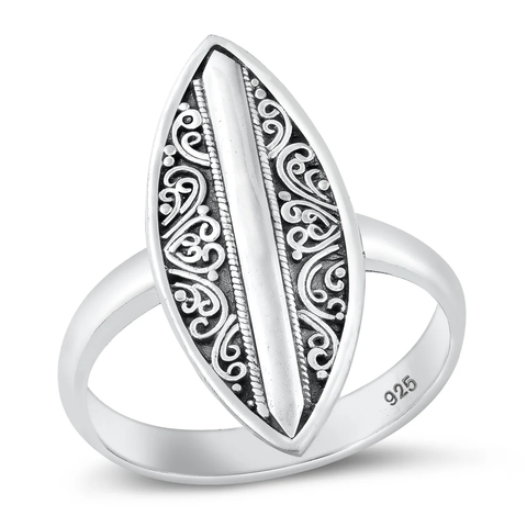 Sterling Silver Oxidized Bali Design Ring