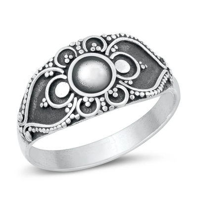 Sterling Silver Oxidized Bali Design Ring
