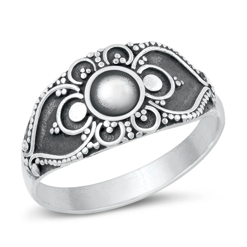 Sterling Silver Oxidized Bali Design Ring