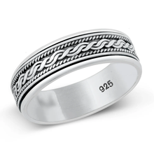 Load image into Gallery viewer, Sterling Silver Oxidized 6.8mm Spinner Bali Design Ring