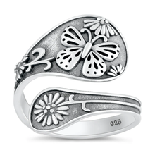 Load image into Gallery viewer, Sterling Silver Oxidized Spoon With Butterfly Ring