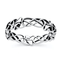 Load image into Gallery viewer, Sterling Silver Oxidized And Polished Celtic Knots And Mushrooms Ring