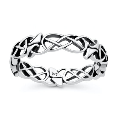 Sterling Silver Oxidized And Polished Celtic Knots And Mushrooms Ring