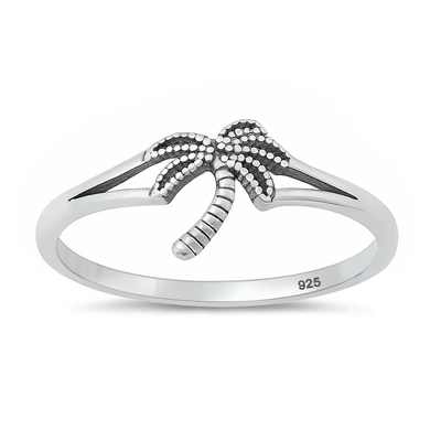 Sterling Silver Oxidized Palm Tree Ring