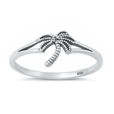 Sterling Silver Oxidized Palm Tree Ring