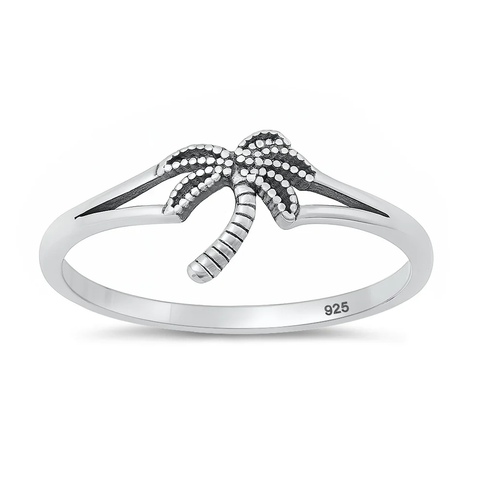 Sterling Silver Oxidized Palm Tree Ring