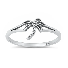 Sterling Silver Oxidized Palm Tree Ring