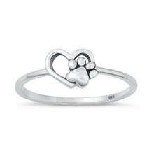 Load image into Gallery viewer, Sterling Silver Oxidized Paw Print And Heart Ring