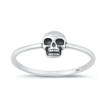 Load image into Gallery viewer, Sterling Silver Oxidized And Polished 6.4mm Mini Skull Ring