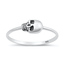 Load image into Gallery viewer, Sterling Silver Oxidized And Polished Mini Skull Ring