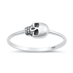 Sterling Silver Oxidized And Polished Mini Skull Ring