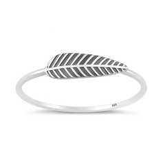 Sterling Silver Oxidized And Polished 4.1mm Leaf Ring