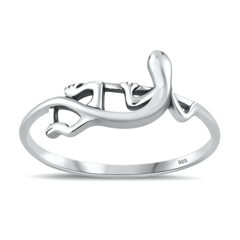 Sterling Silver Oxidized And Polished Lizard Ring