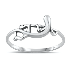 Sterling Silver Oxidized And Polished Lizard Ring