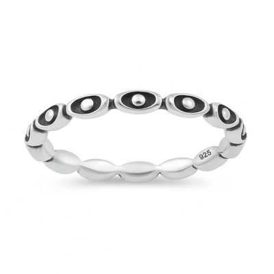 Sterling Silver Oxidized And Polished Eye Ring