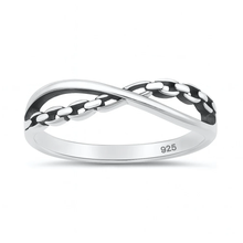 Load image into Gallery viewer, Sterling Silver Oxidized And Polished Infinity Chain Ring