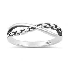 Sterling Silver Oxidized And Polished Infinity Chain Ring