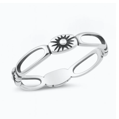 Sterling Silver Oxidized And Polished Sunburst Ring