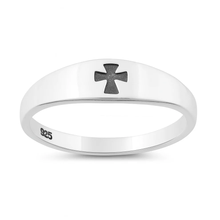 Load image into Gallery viewer, Sterling Silver Oxidized And Polished Cross Ring