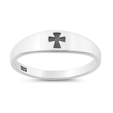 Sterling Silver Oxidized And Polished Cross Ring