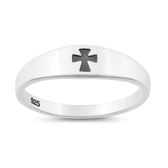 Sterling Silver Oxidized And Polished Cross Ring