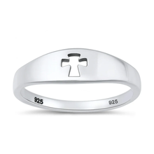 Load image into Gallery viewer, Sterling Silver Oxidized And Polished Open Cross Ring