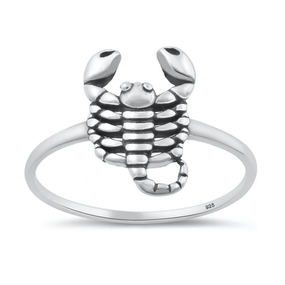 Sterling Silver Oxidized And Polished Scorpion Ring