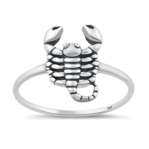 Sterling Silver Oxidized And Polished Scorpion Ring