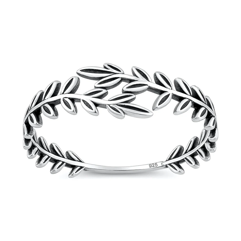 Sterling Silver Oxidized And Polished Olive Branch Ring